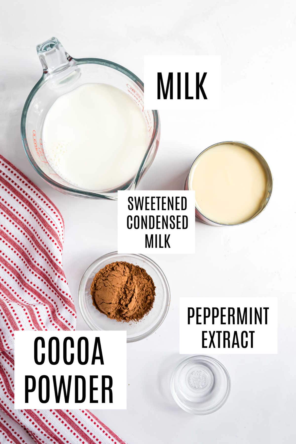 Ingredients needed to make homemade peppermint coffee creamer.