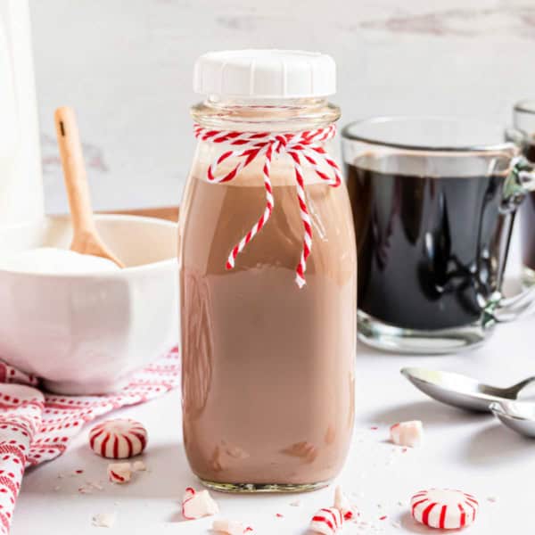 Make this homemade Peppermint Mocha Coffee Creamer and you’ll never use store-bought again! This recipe is incredibly easy and you’ll love the cozy chocolate mint flavor it adds to your coffee.