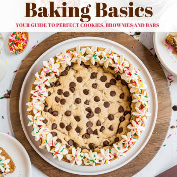 Image of a cookie cake for upcoming Baking Basics cookbook.