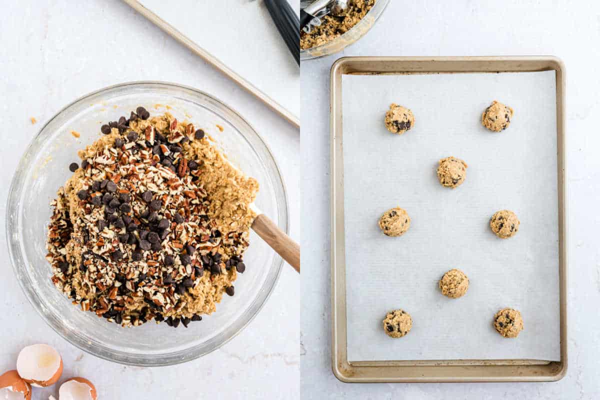 Step by step photos showing how to bake neiman marcus cookies.