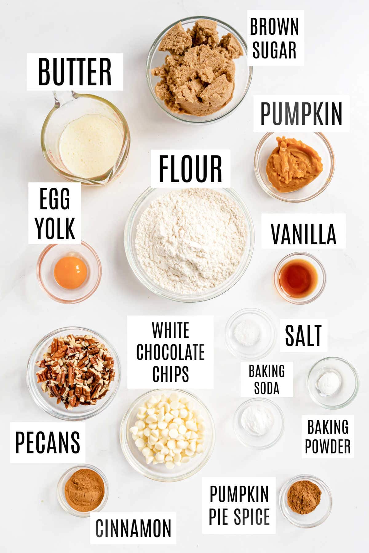 Ingredients needed to make pumpkin cookies.