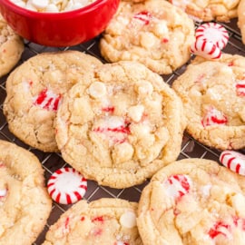 These chewy White Chocolate Peppermint Cookies will take you on a trip down candy cane lane! They’re chewy, crispy, and delightfully minty, with the creaminess of white chocolate adding the perfect balance.