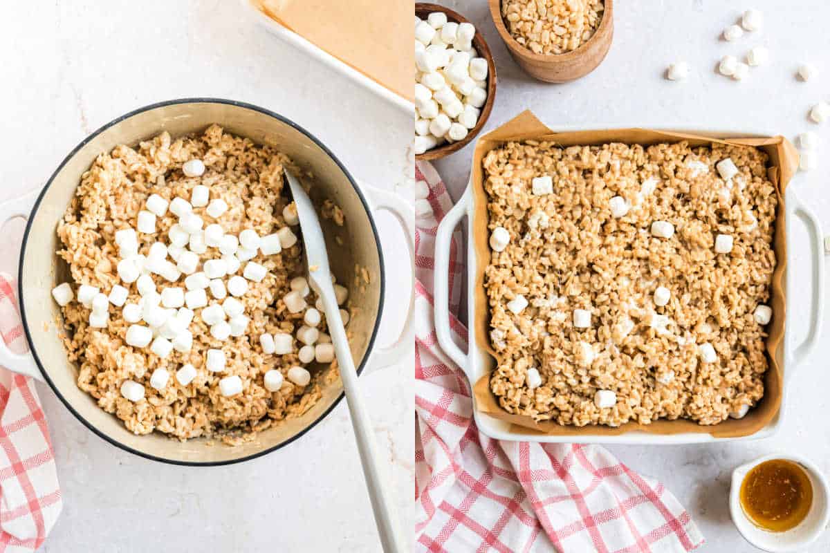 Step by step photos showing how to make brown butter treats.