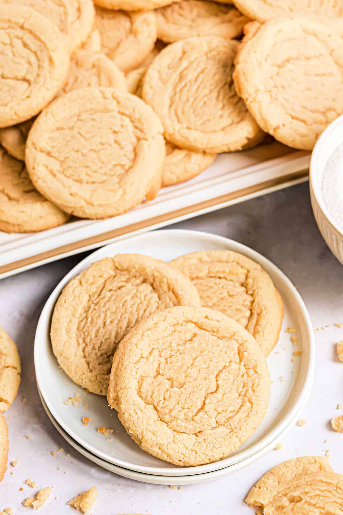 Sugar cookies served on a white plate.