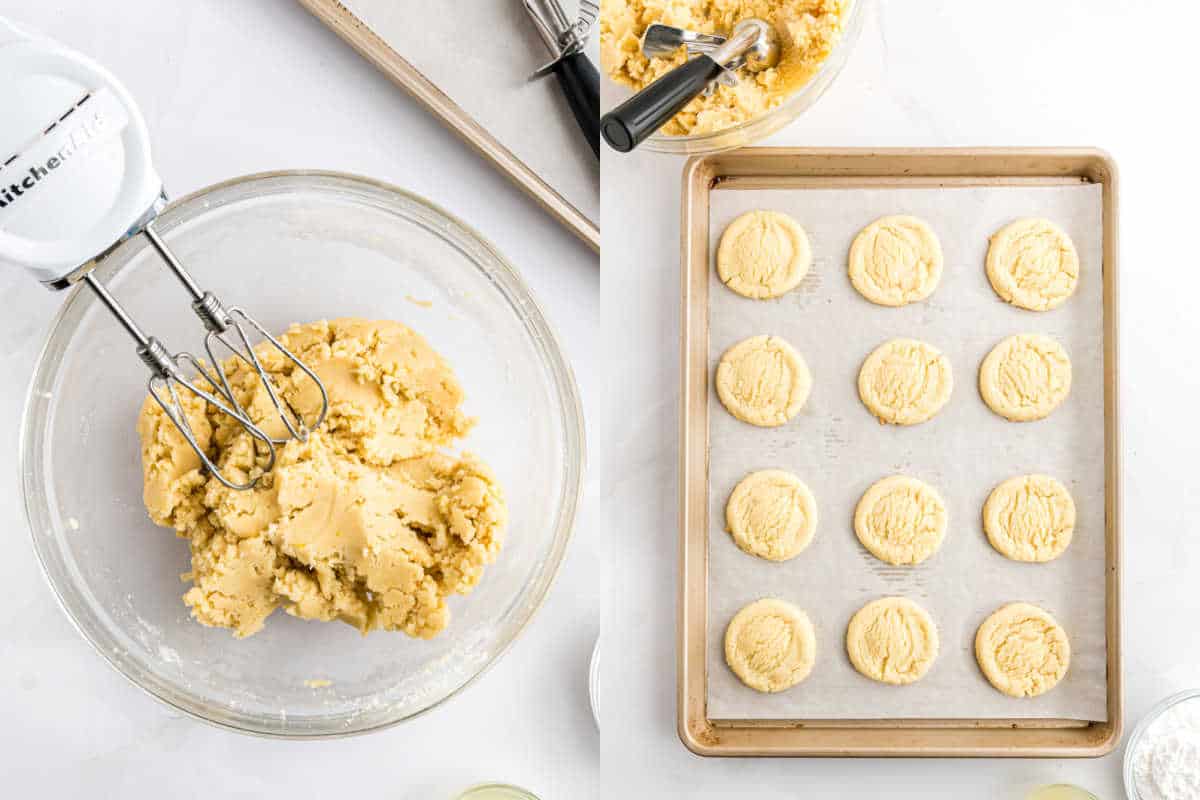 Step by step photos showing how to make lemon sugar cookies.