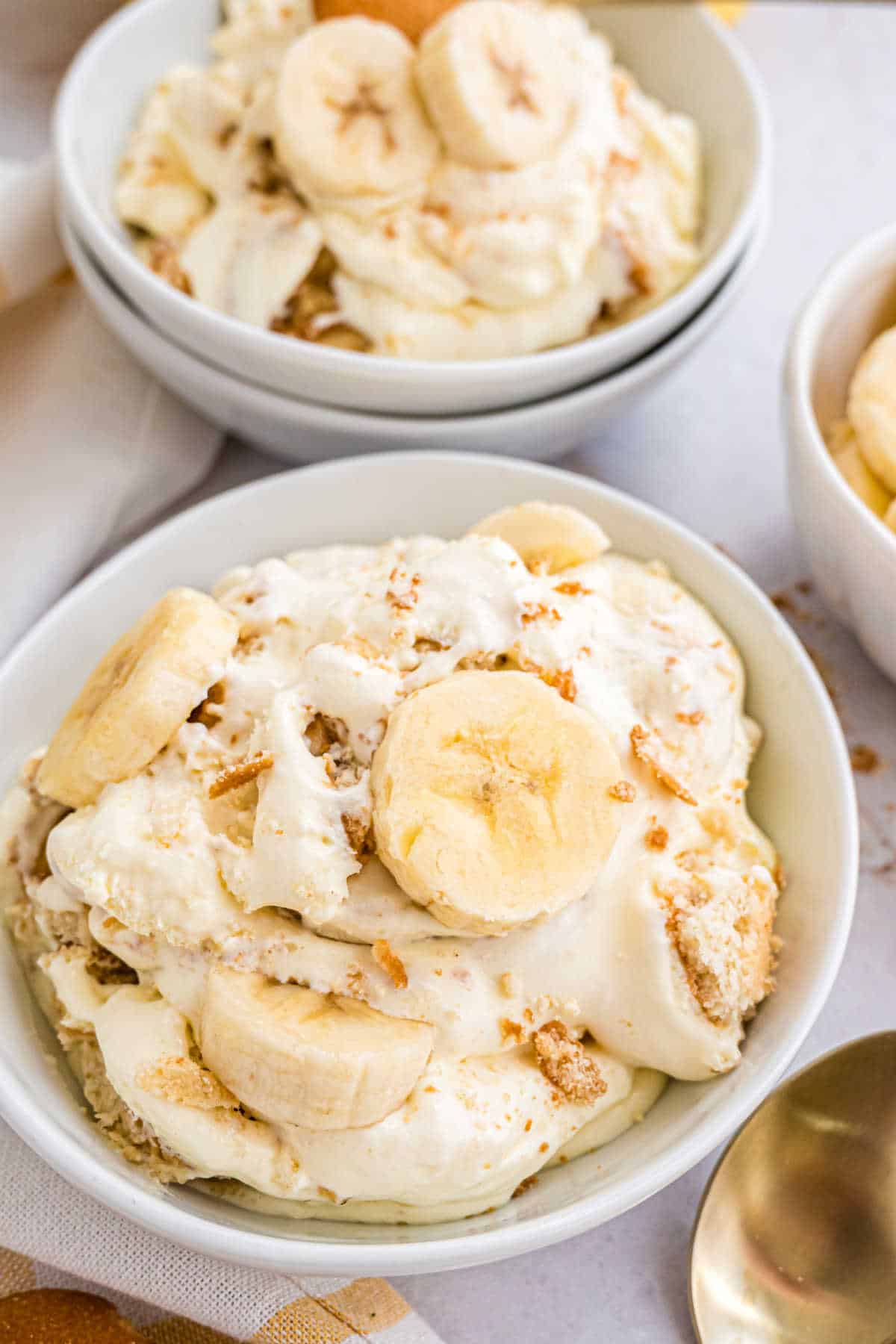 Two bowls of banana pudding.